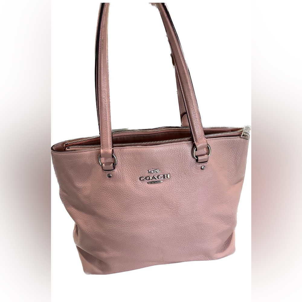 Pink coach zip up tote